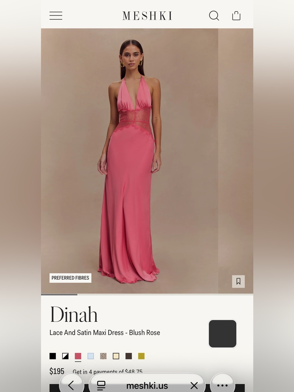 MESHKI Dinah Maxi Dress in Blush Rose